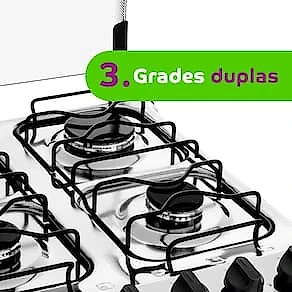 Fogão Consul 4 Bocas CFO4NAB com Mesa de Inox, Acendimento Automático e Design Frente Única Bivolt - Branco