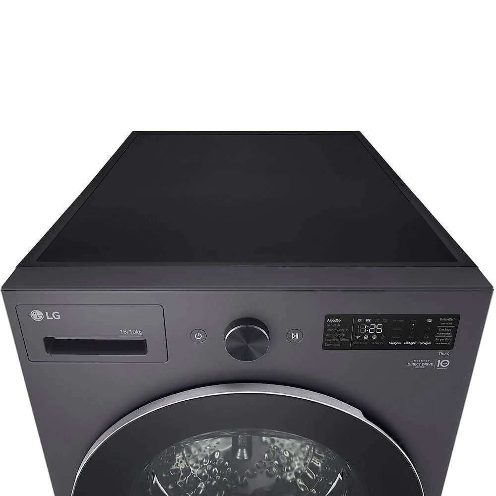 Lava e Seca WD16GNT 16Kg ou 10Kg Front Load Automático Touch LED LG Blkinox - 110V