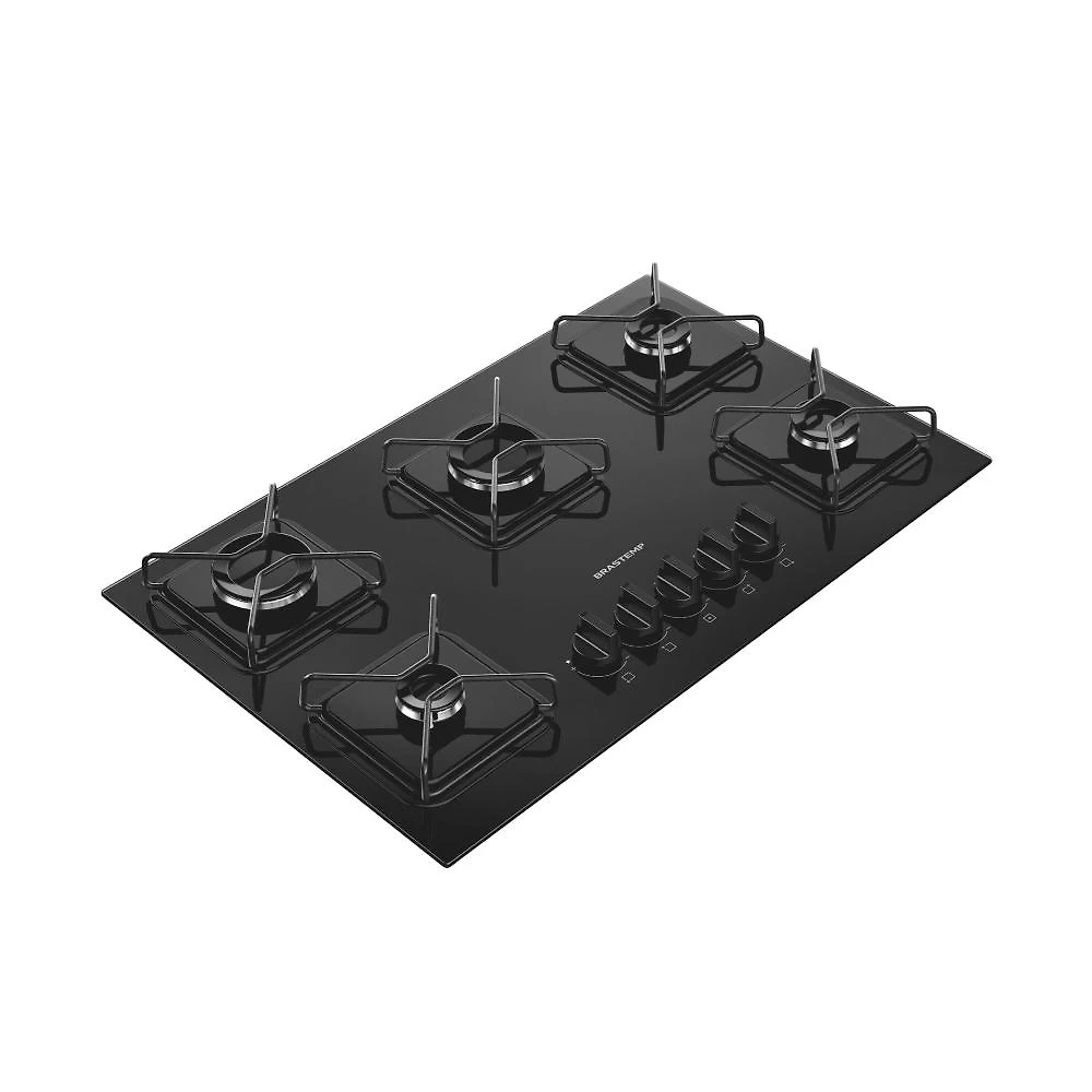 Cooktop 5 bocas brastemp bdd75be mesa de vidro grade de aço ferro aramado bivolt preto