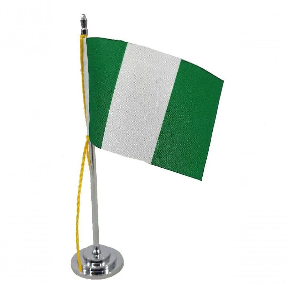 Mini Bandeira De Mesa Da Nigéria 15 Cm Poliéster