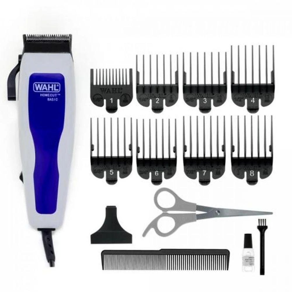Máquina de Corte de Cabelo Home Cut para Uso Doméstico com Lâmina Aço Inoxidável Elétrica cinza-azul