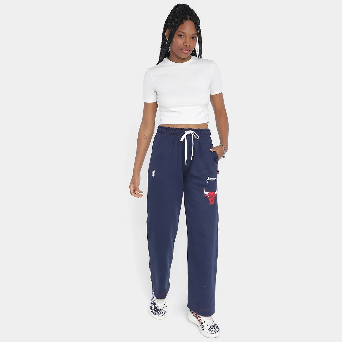 Calça Moletom Reta Approve NBA Bulls Marinho - G