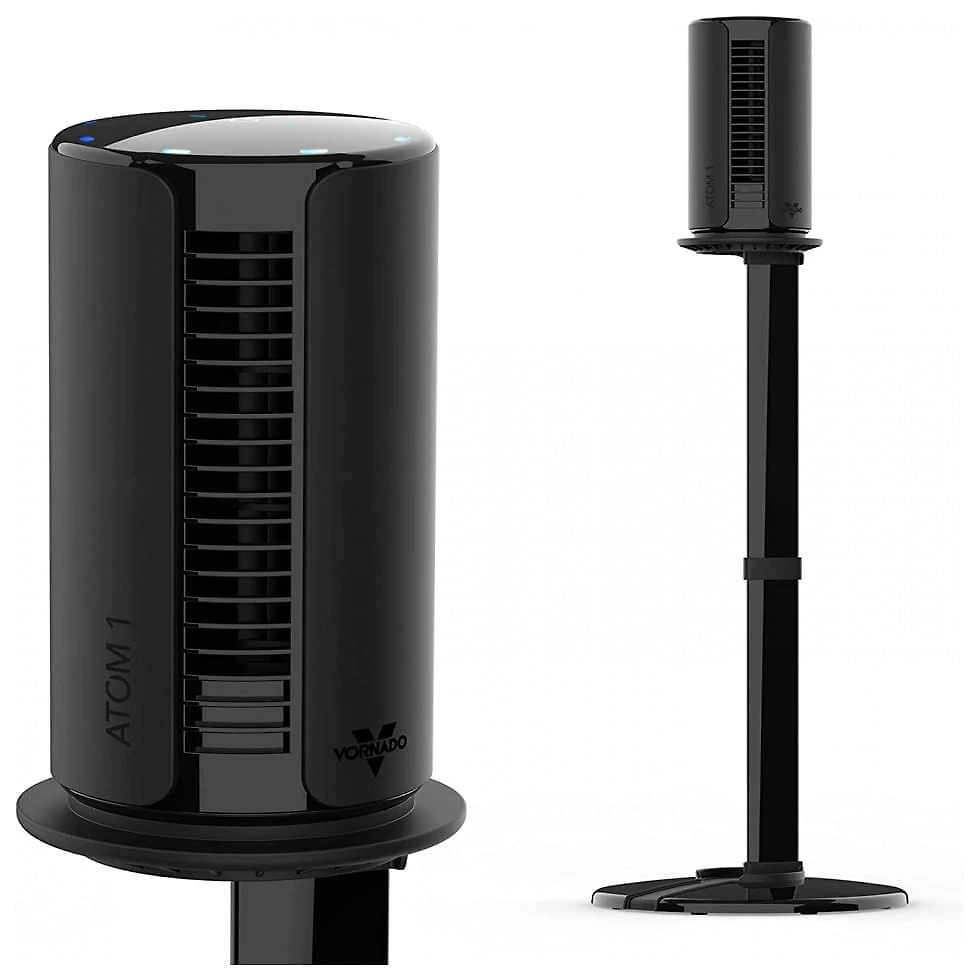 Ventilador de Torre Vornado ATOM 1S Oscilante Compacto com Suporte Removível, de altura, 4 Velocidades, 110V Preto