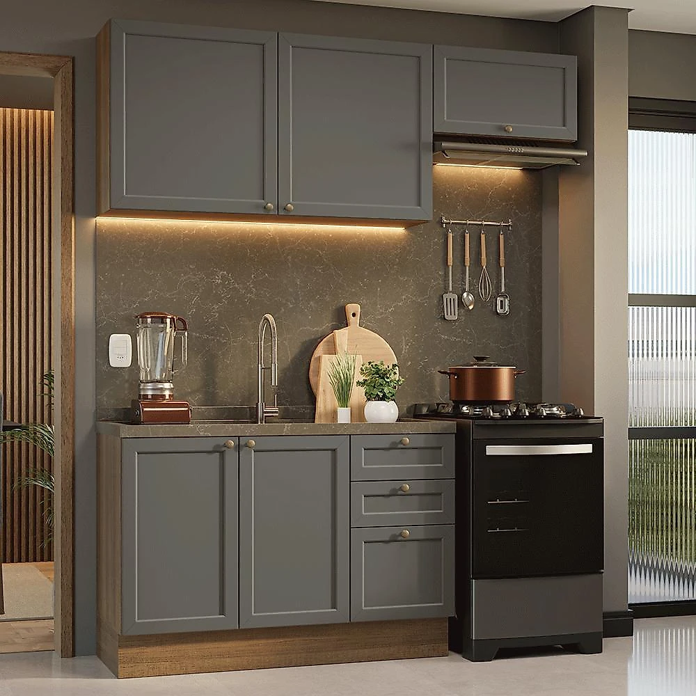 Armário de cozinha compacta 180 cm vik madesa 02 branco