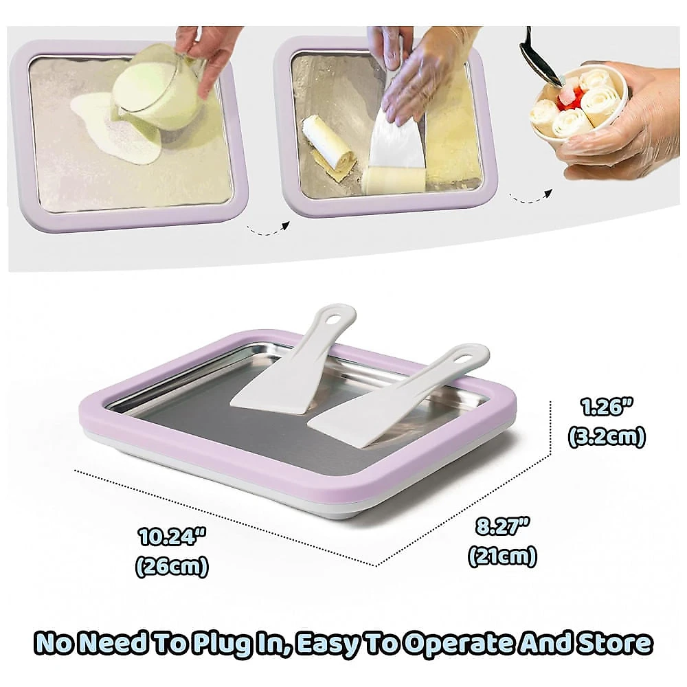 Placa para Sorvete Rolado JoyMech Manual Cor Lavanda Lavar à Mão Peso 1,1 kg