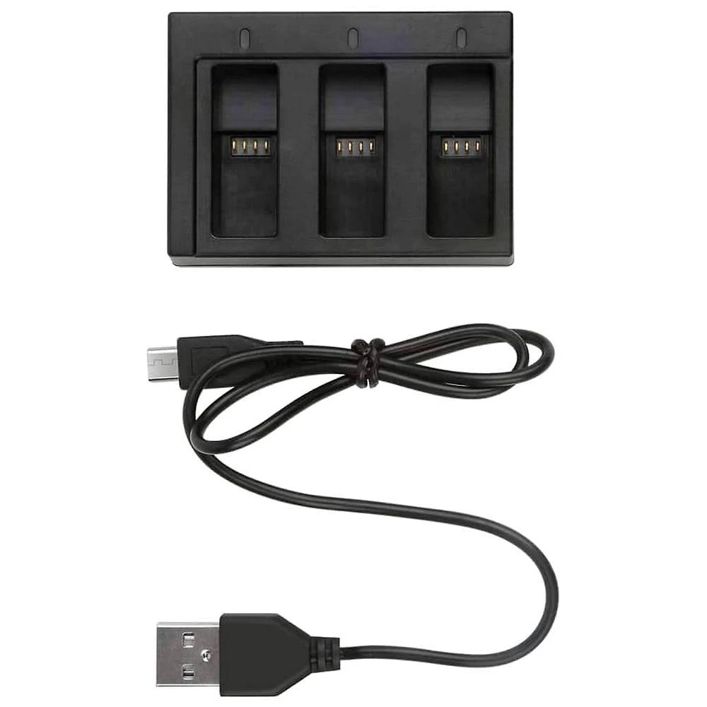Carregador Triplo + Cabo USB para Câmeras GoPro 5/6/7/8 Black