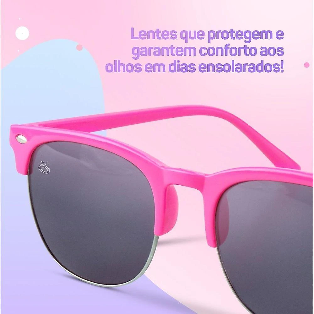 Oculos Sol Rosa Criança Retro Protecao Uv Premium Infantil Menina Vintage Presente