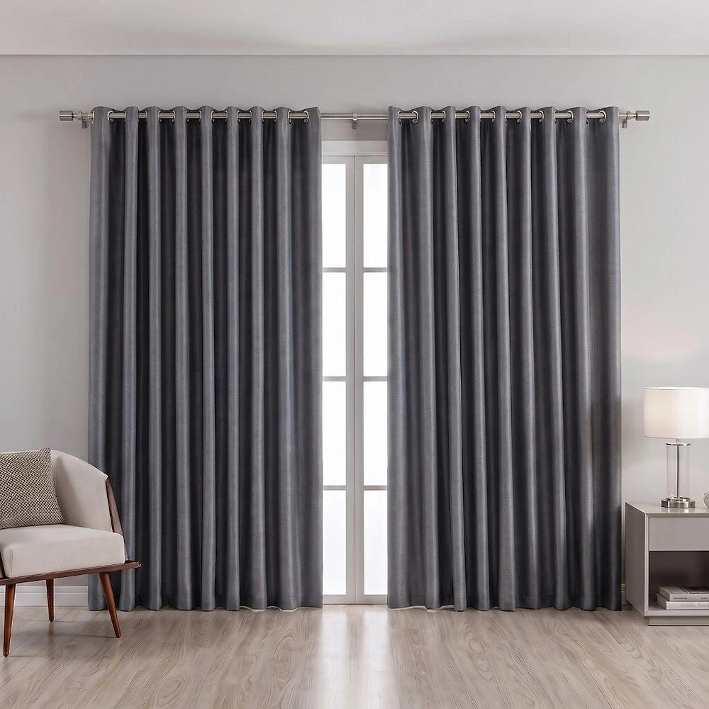 Cortina Corta Luz Blend 3,00M X 1,70M Poliéster Cinza Bella Janela