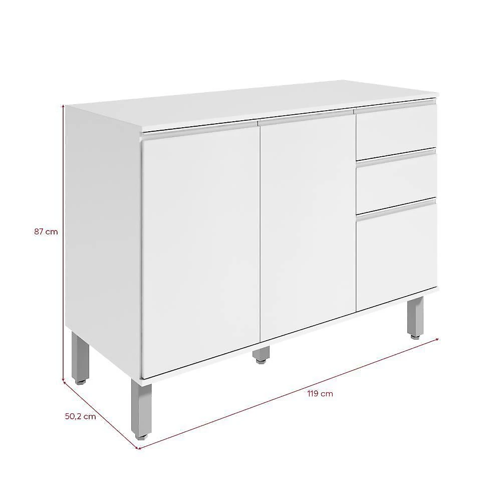 Cozinha Modular Nina 6 Portas 2 Gavetas MDP 119CM Branca com Amêndoa Móveis Lopas
