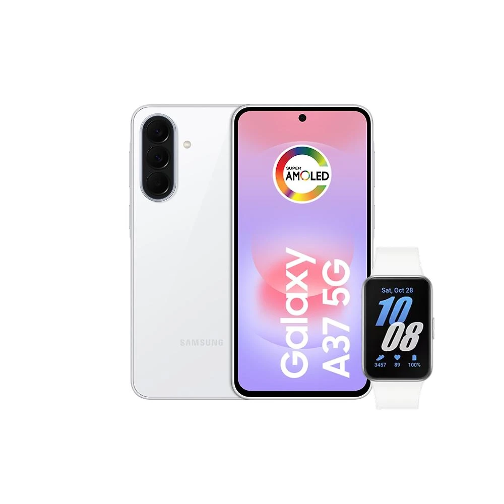 Smartphone samsung galaxy a37 5g tela 6.7" 128gb branco + galaxy fit 3 prata