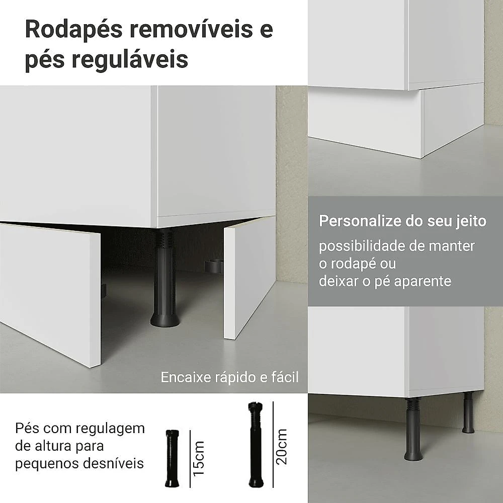 Armário de Cozinha Completa 270 cm Glamy Madesa 17B Branco