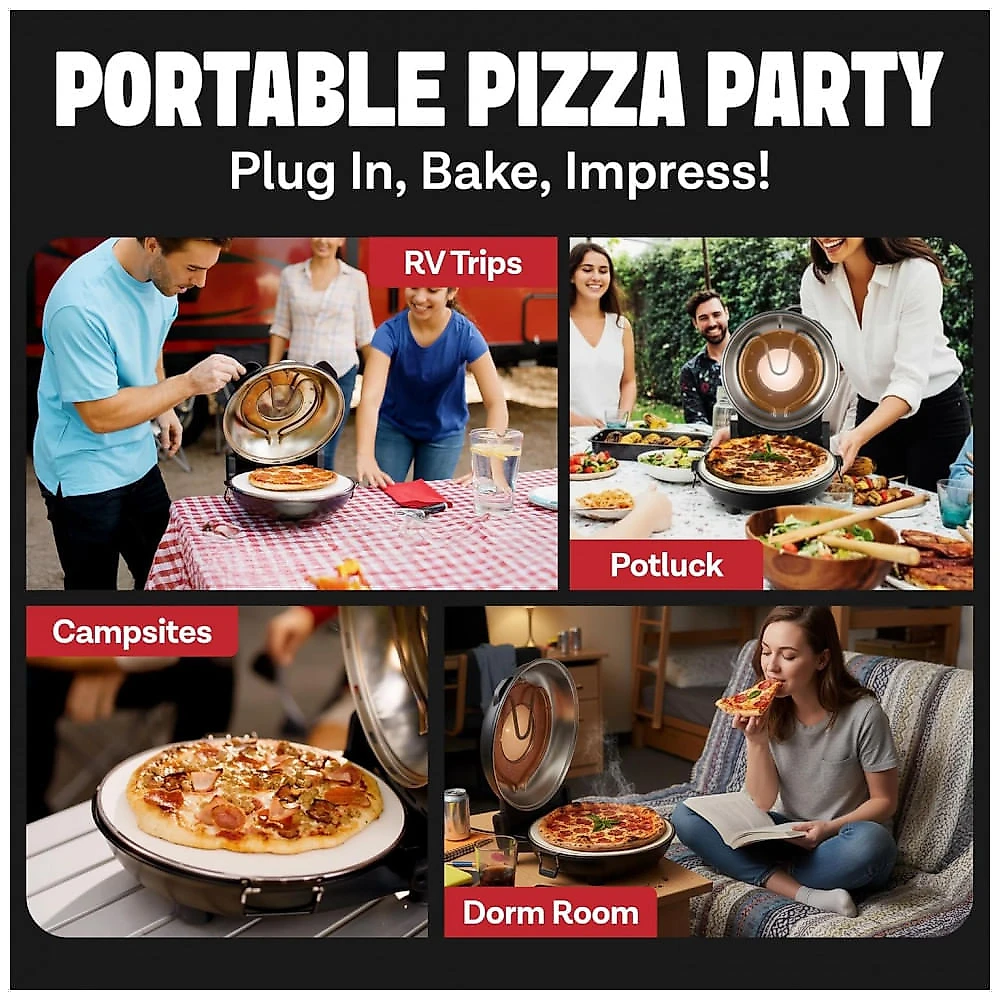 Forno de Pizza Elétrico PIEZANO XL 35,5 cm De Bancada Pedra Refratária Cerâmica 427°C (800°F) Indoor 110V