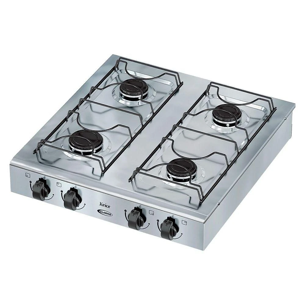 Fogão à Gás de Piso 4 Bocas Gás Natural Clarice Junior Mesa Inox Acendimento Manual