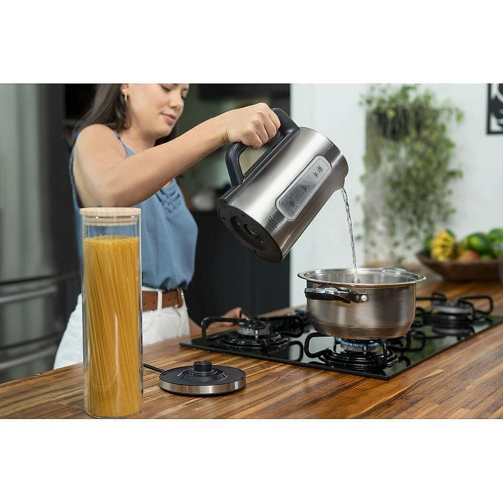 Chaleira elétrica black+decker kepg gourmand gris 1,7l seletor de temperatura led azul inox 110