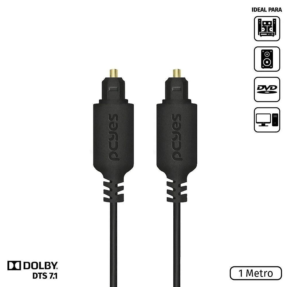 Cabo Óptico Digital Toslink Pcyes Pod-1 para Áudio 7.1 1m Conectividade Óptica