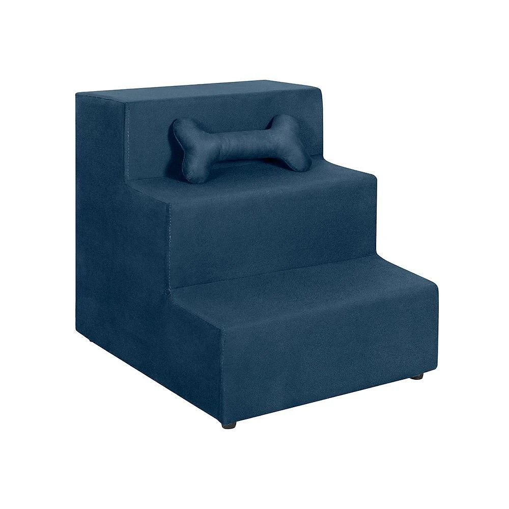 Escadas Escadinha Para Pet 3 Degraus Gato E Cachorro Smf Decor Cor:azul Marinho