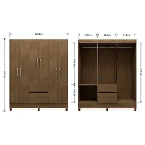 Guarda-Roupa Casal Bartira New Brusque 6 Portas 2 Gavetas Pintura UV Avelã