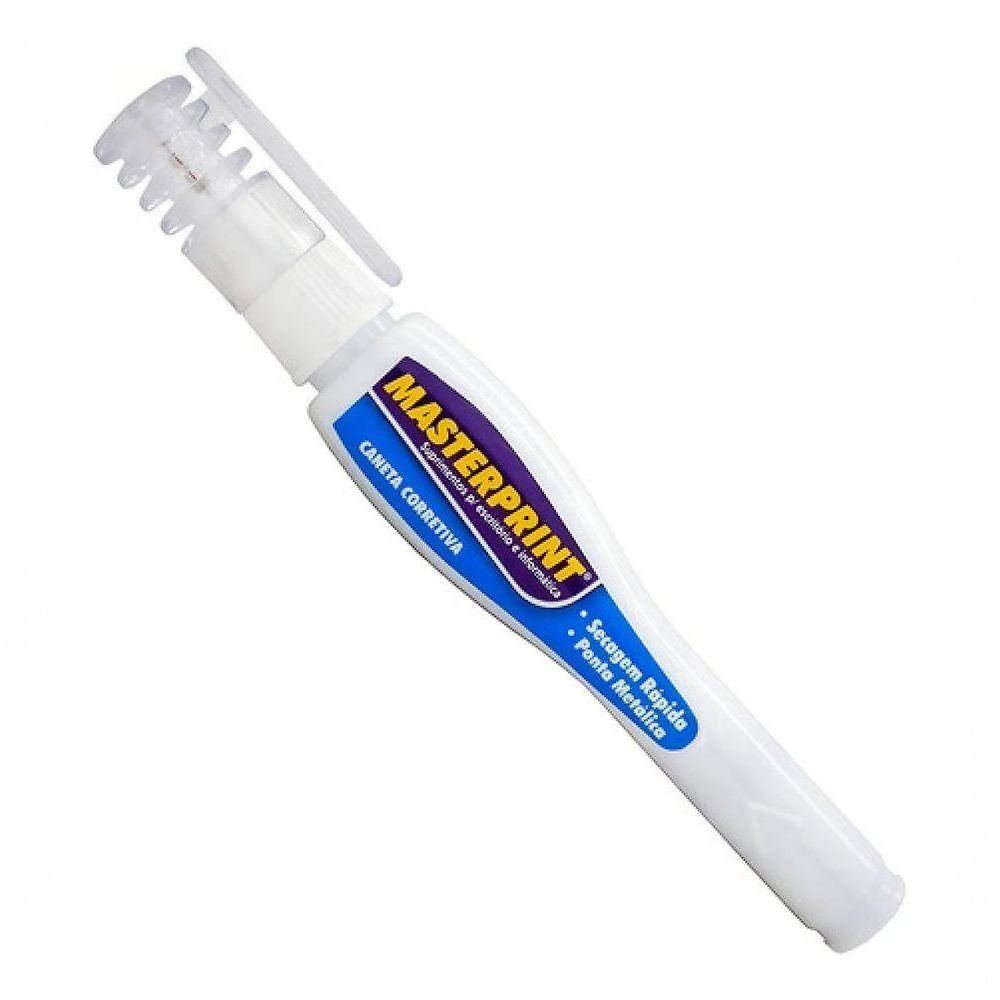Caneta Corretiva Líquida Masterprint Premium Escolar Secagem Rápida 7ML com Clip