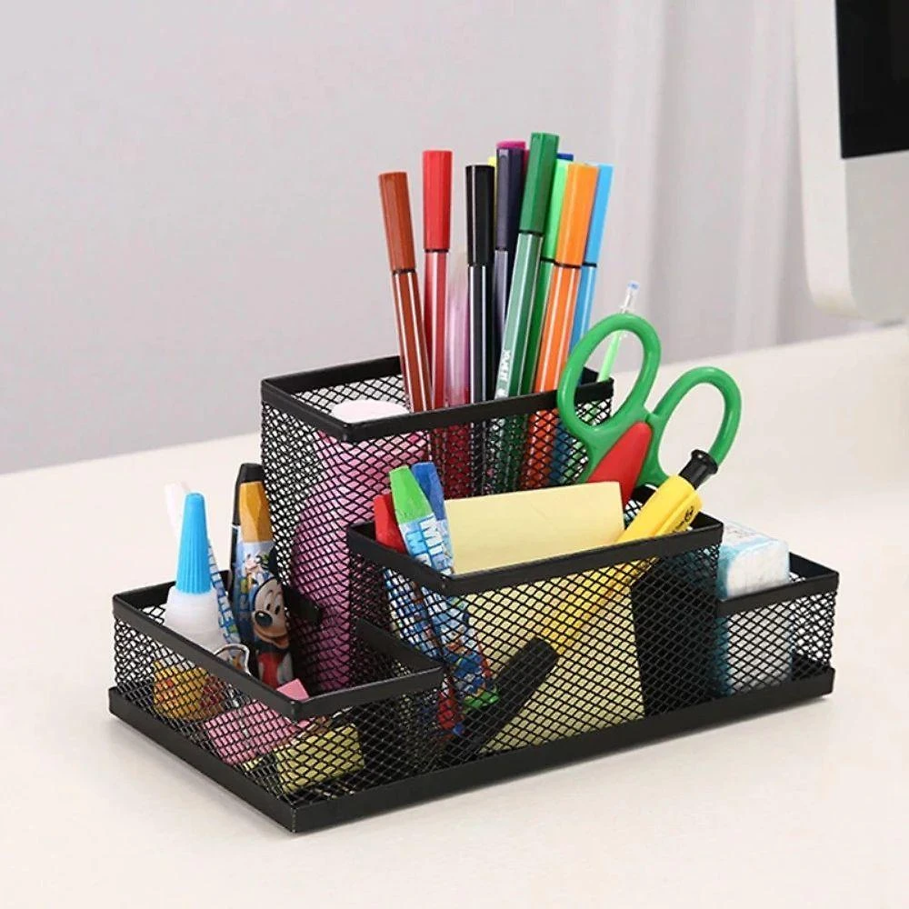 Porta Caneta Top Útil Organizador Aramado Multiuso Metal 20cm Preto