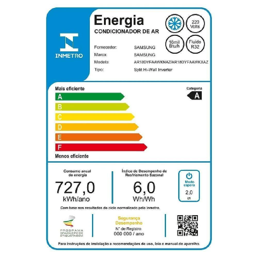 Ar condicionado split inverter samsung windfree ai 18000 btus frio 220v ar18dyfaawkxaz
