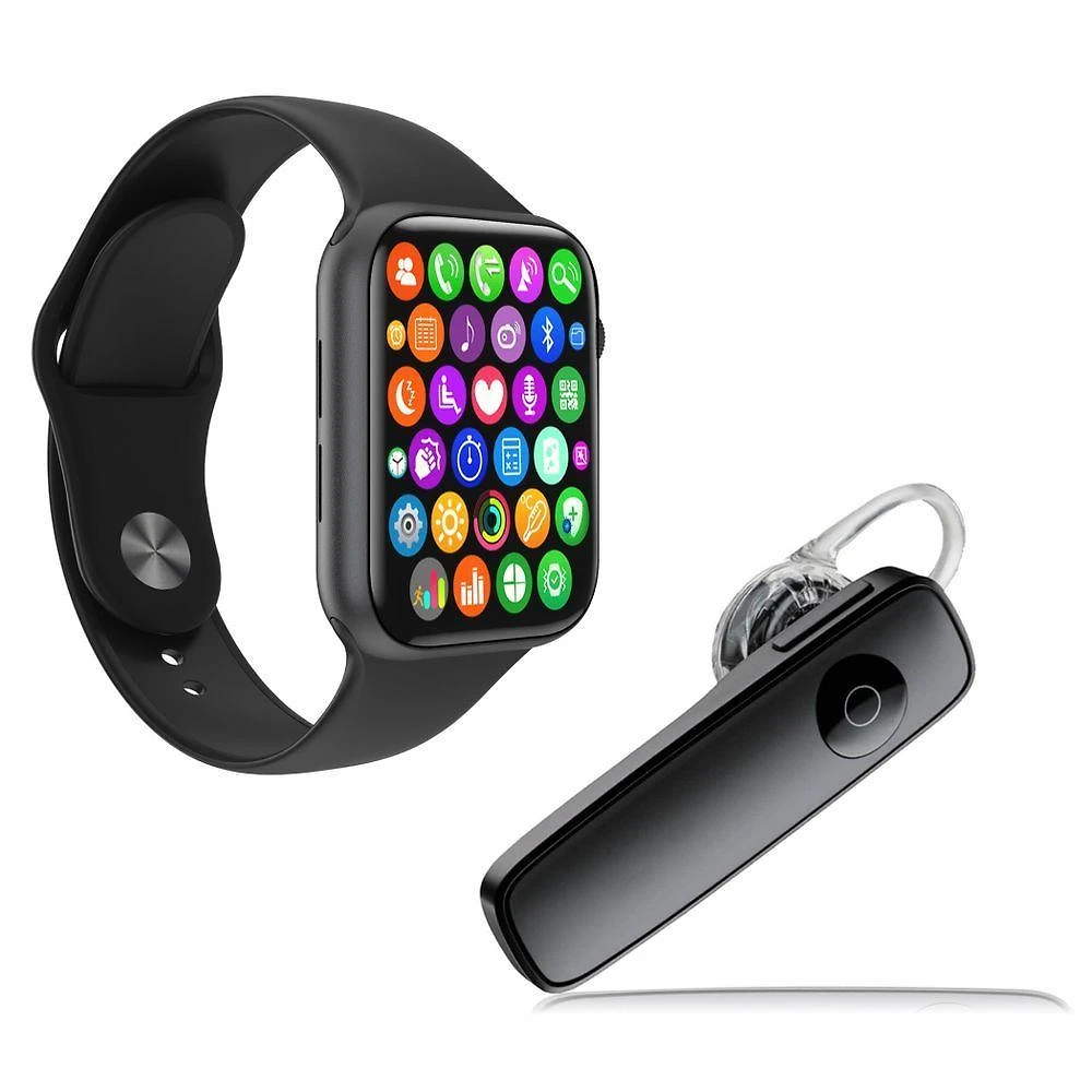 Kit 1 Smartwatch Iwo 8 Lite Plus +1 Fone Bt Estéreo Preto