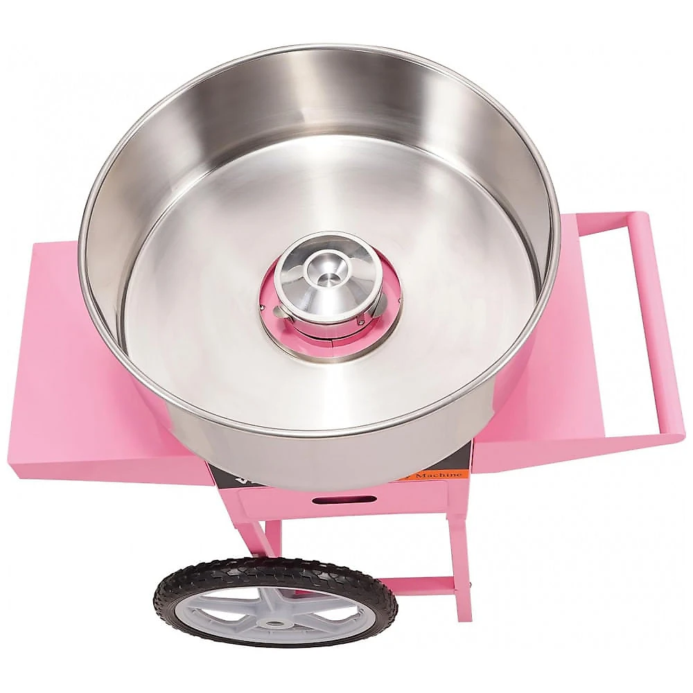 Máquina de Algodão Doce VEVOR com Carrinho 1000W Rosa Produção 6 Cones/min 110V
