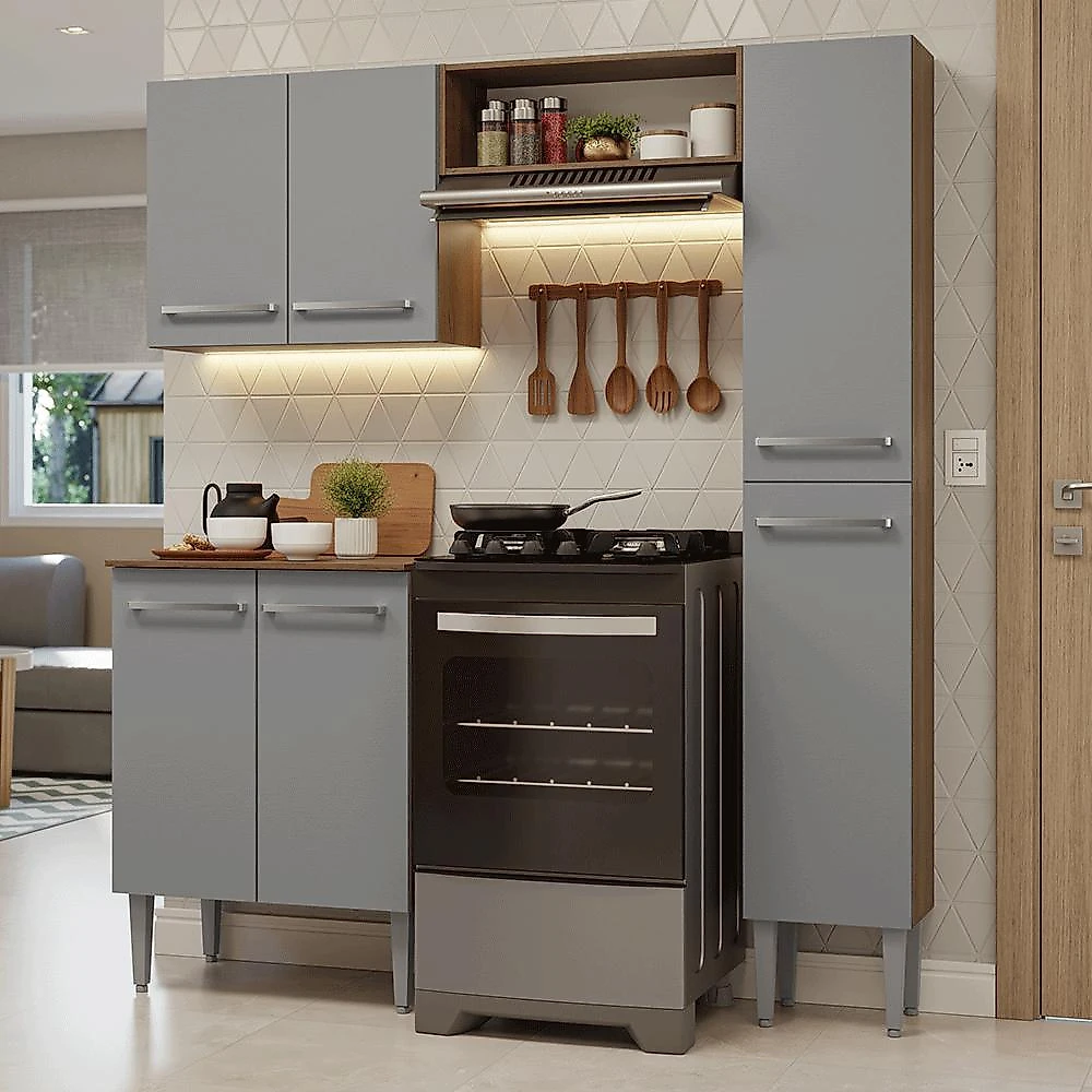 Armário de cozinha compacta 156 cm emilly madesa 02 branco