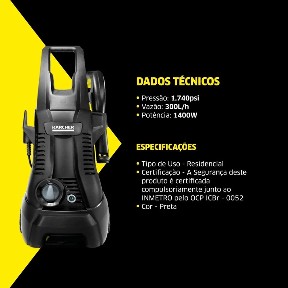 Lavadora De Alta Pressão Kärcher K2 Exclusive 1740 PSI 1400W 110V