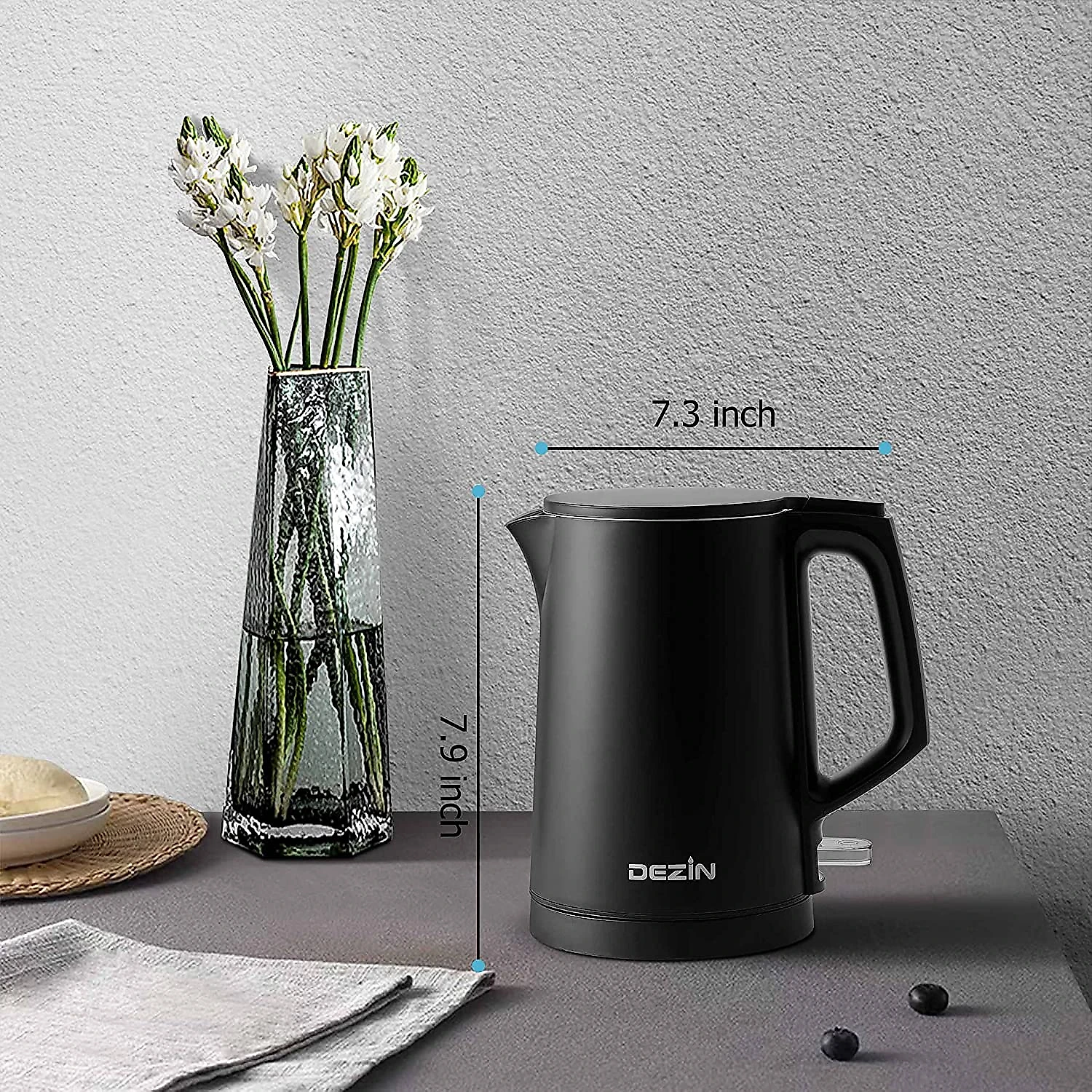 Dezin LL8860 Chaleira Elétrica 800mL com Desligamento Automático e Aço Inoxidável 110V Preto