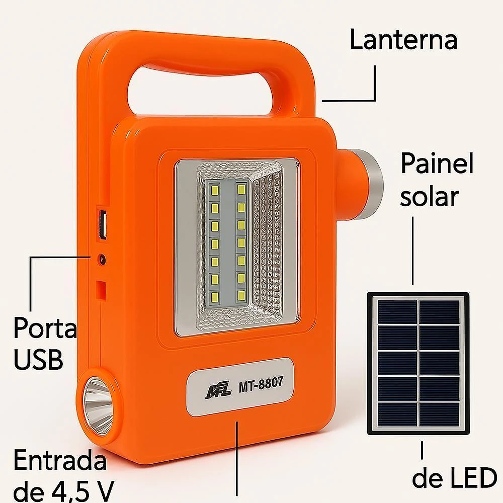 Kit Lanterna LED Recarregável de Emergência com Power Bank e Lâmpada Externa Yeet