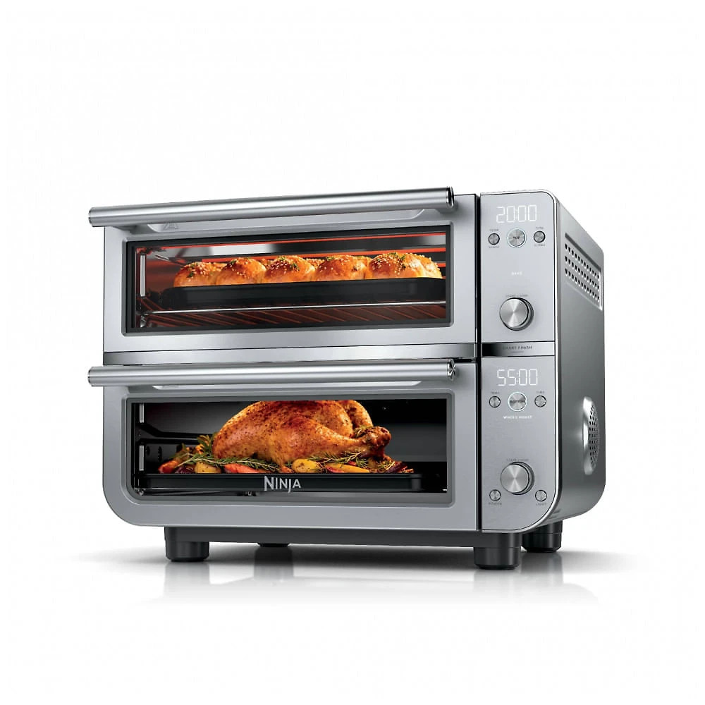 Forno Elétrico Ninja DCT821 Double Oven Smart Duplo Air Fryer Zona Dupla 12-em-1 Aço Inox 110V