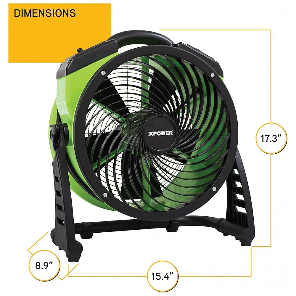 Ventilador Industrial XPOWER FC-250D Verde, Motor DC Escovado, Velocidade Variável, Timer 3 horas, 33 cm, 1560 CFM, 110V