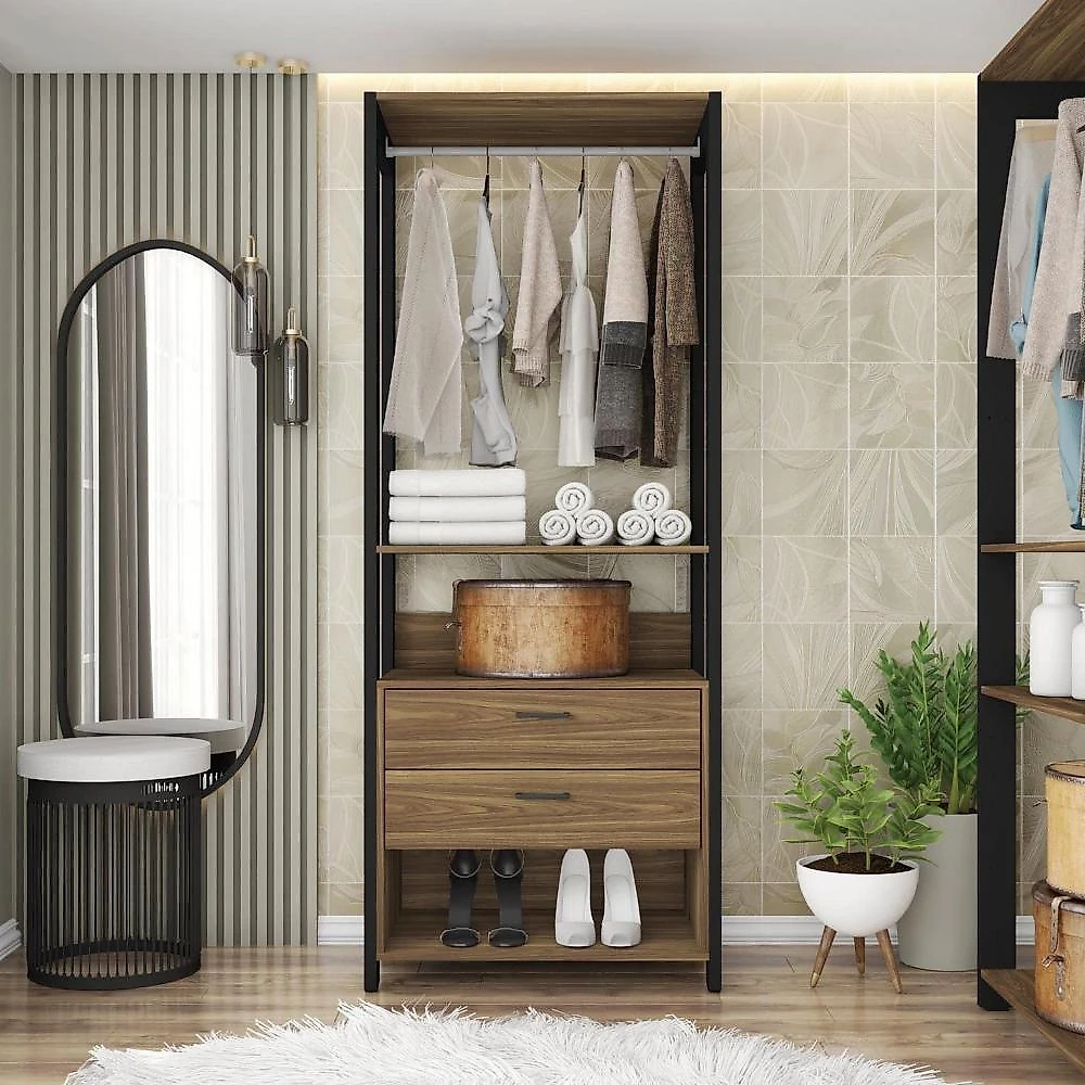Módulo para Closet 2 Gavetas 183cm X 72,8cm Byte Mel/Preto