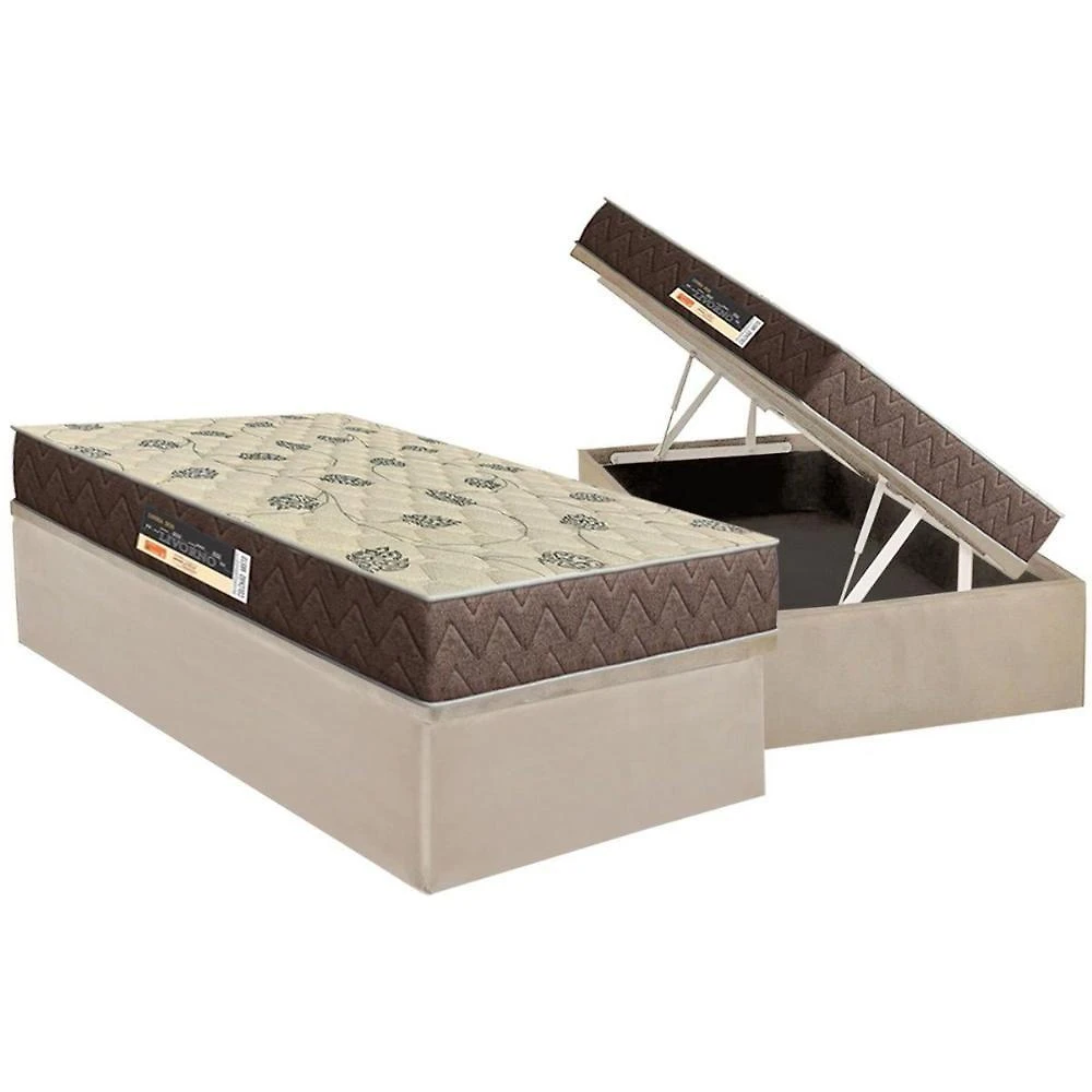 Conjunto Box Baú Solteiro: Colchão Espuma Orthoflex D28 Livorno + Base Crc Suede Clean (88x188)