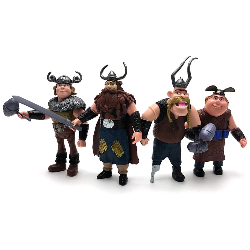 Conjunto de Mini Figuras de Ação Vikings Toysvill Hiccup, Astrid, Stoick, Gobber, Snotlout, Fishlegs, Tuffnut e Ruffnut - Kit com 8 peças