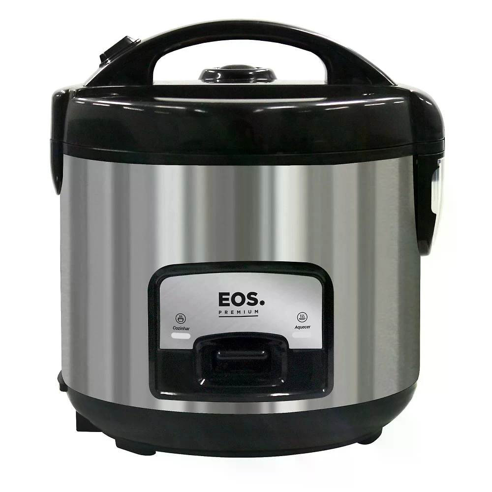 Panela Elétrica De Arroz EOS 10 Xicaras Inox Preta Tampa Vidro Clear Glass EPA10PI 110V