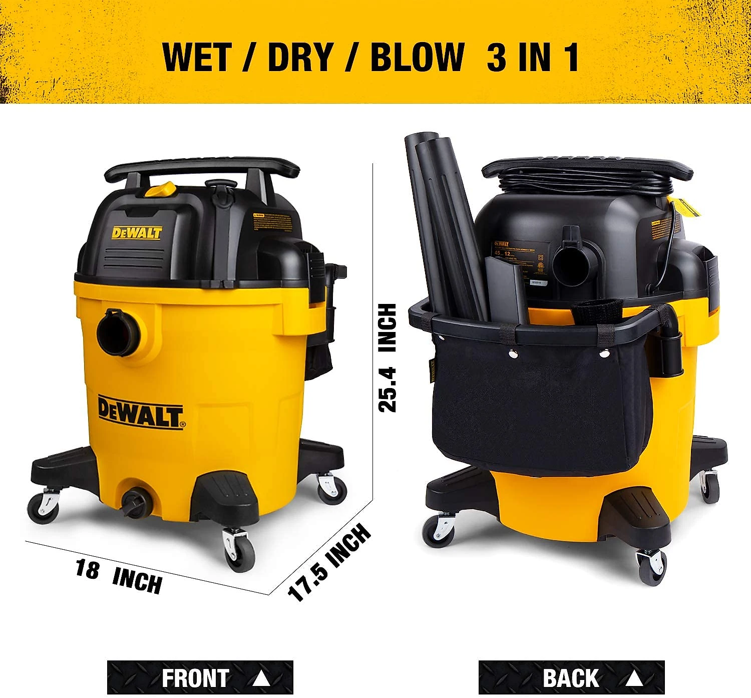 DeWALT 12 gallon Poly WetDry VacYellowDXV12P