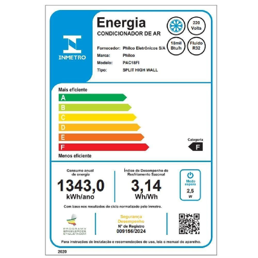 Ar condicionado split philco 18000 btus frio 220v pac18fi