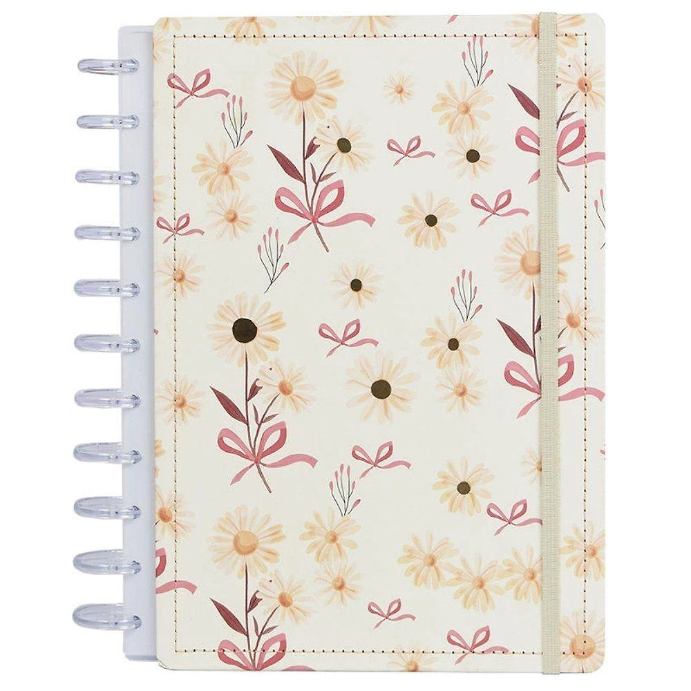 Caderno de Disco Disko A4 60 Folhas Reposicionáveis Capa Dura Floral Prata