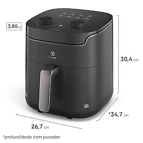 Fritadeira Air Fryer Electrolux EAF40 Rita Lobo 5,6L Efficient 1400W Antiaderente Desligamento Automático Econômica Cinza 110V