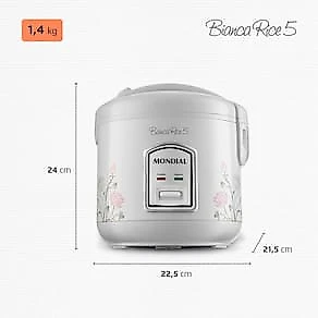 Panela Elétrica de Arroz Mondial Bianca Rice NPE-05 5 Xícaras - Branca 110V