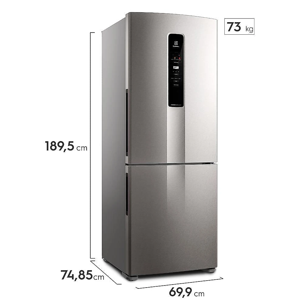 Refrigerador de 02 Portas Electrolux Frost Free com 490 Litros Efficient com AutoSense Inverse Inox Look - IB7S 110