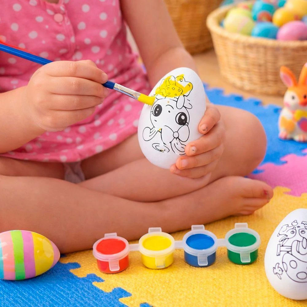 Ovos Coelhos Páscoa Para Colorir Pintar Com Pincel Kit 52pçs