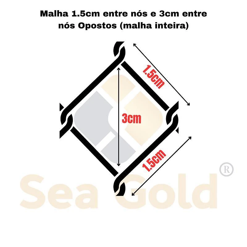 Miniatura Rede Pesca Lambari Malha 1.5 X 1.5Cm ( 15Mm ) Fio 0.20 10 Mt