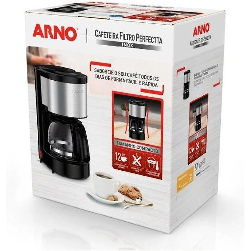 Cafeteira Elétrica para Café Arno Perfectta Inox em Aço Inox para 15 Xícaras 110V