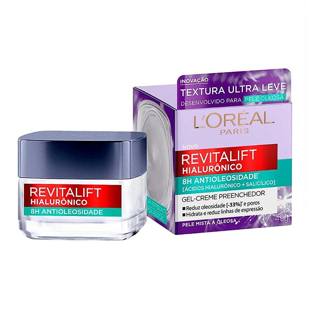Gel creme hidratante facial antioleosidade l'oréal paris revitalif hialurônico 50ml