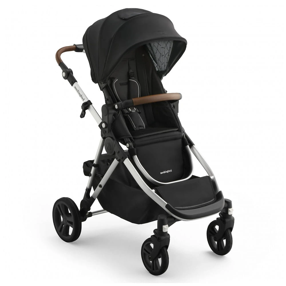 Carrinho de Bebê Mockingbird Single-to-Double 3.0 Preto Conversível 1 a 3 Crianças até 22,7 kg