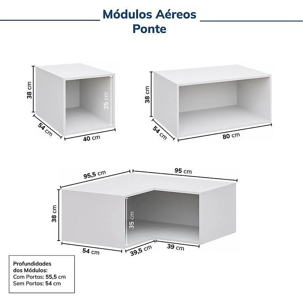 Guarda-roupa Modulado de Canto 10 Peças 18 Portas Jade CabeCasa MadeiraOriginals Guarda-roupa Modulado de Canto 10 Peças 18 Portas Jade Cabecasa Madeiramadeira Branco Fosco