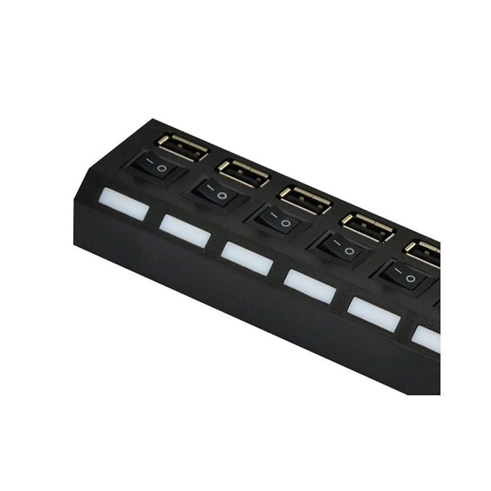 Hub USB HUV-40 7 Portas USB 2.0 com LED Indicador Preto Vinik