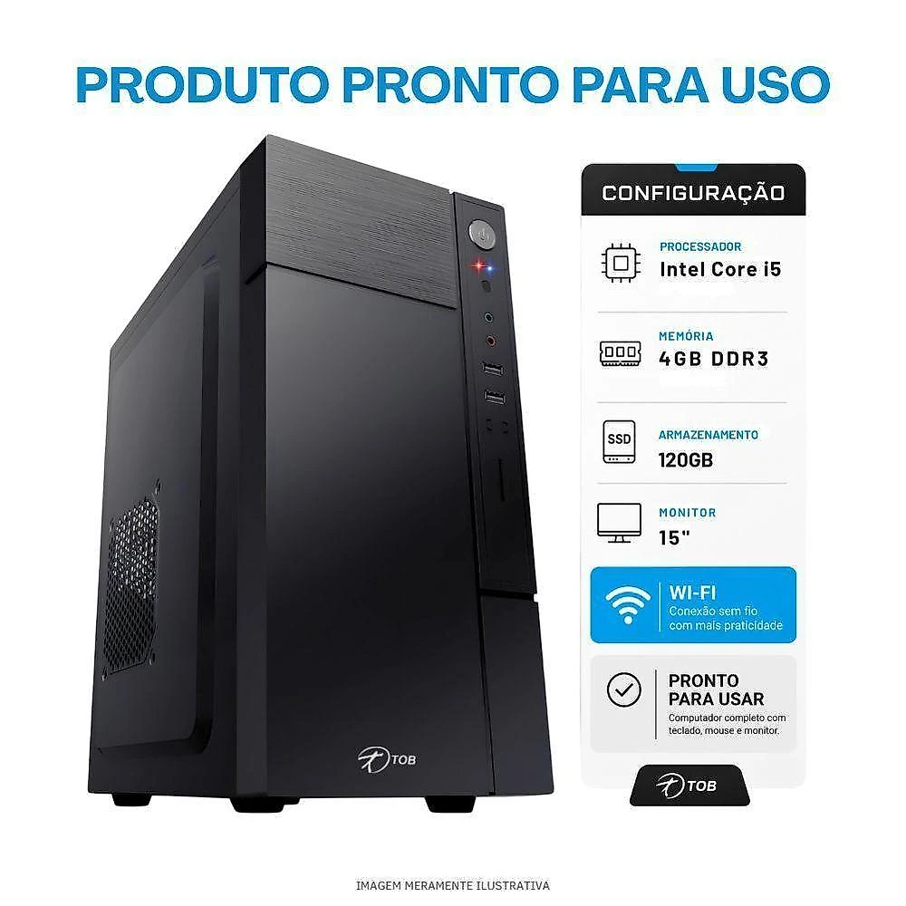 Computador CI321001204GBW10 Intel Core I5 2100 4GB 120GB Windows 10 Monitor 15